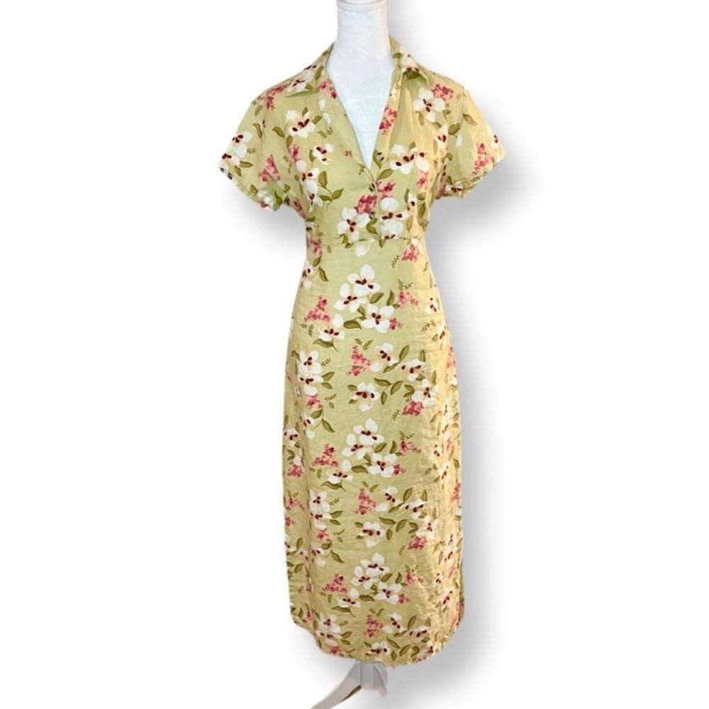 Rosanna 100% Linen Maxi Dress in Dogwood Floral Pattern Size 4